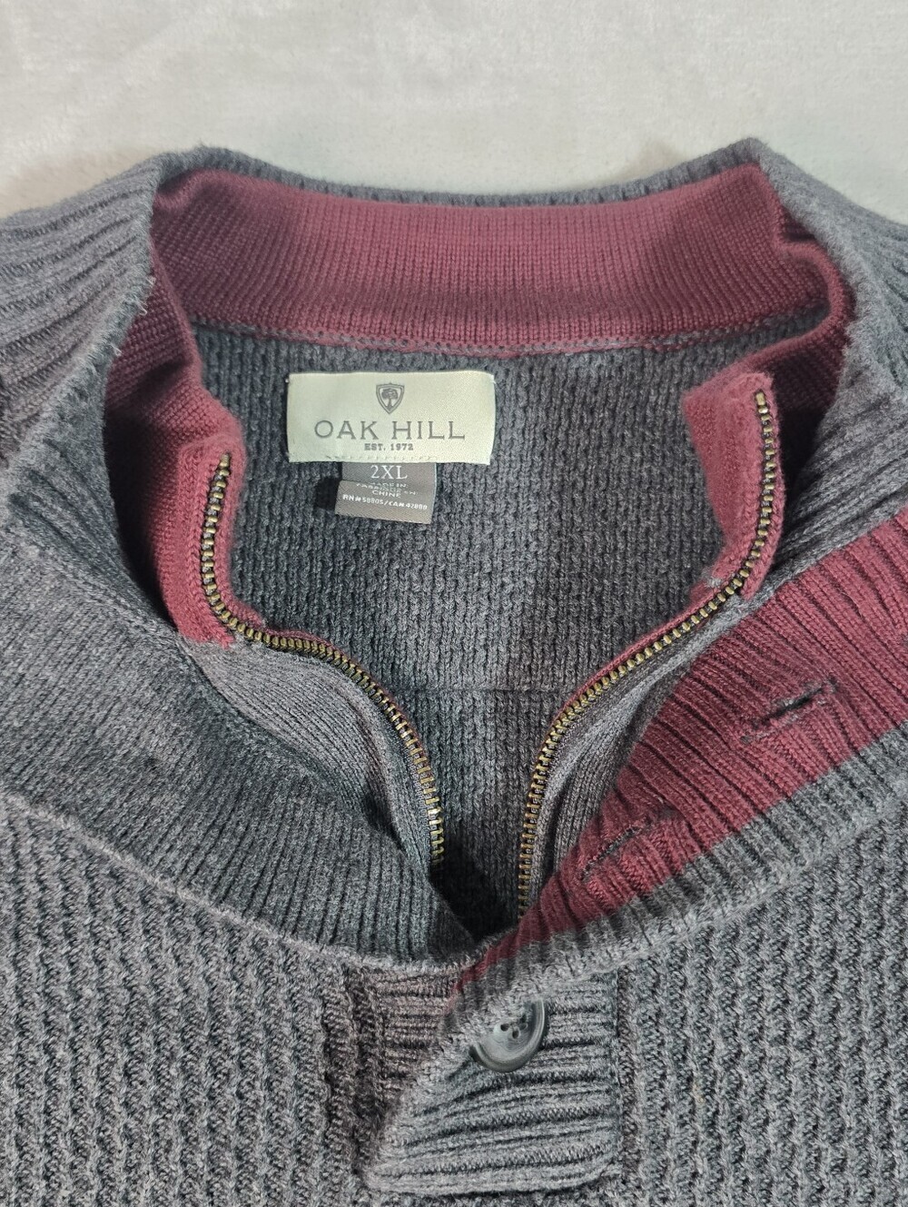 Oak Hill Button Up 1/4 Zip Pullover Chunky Knit Swester Sz 2XL - Picture 4 of 9